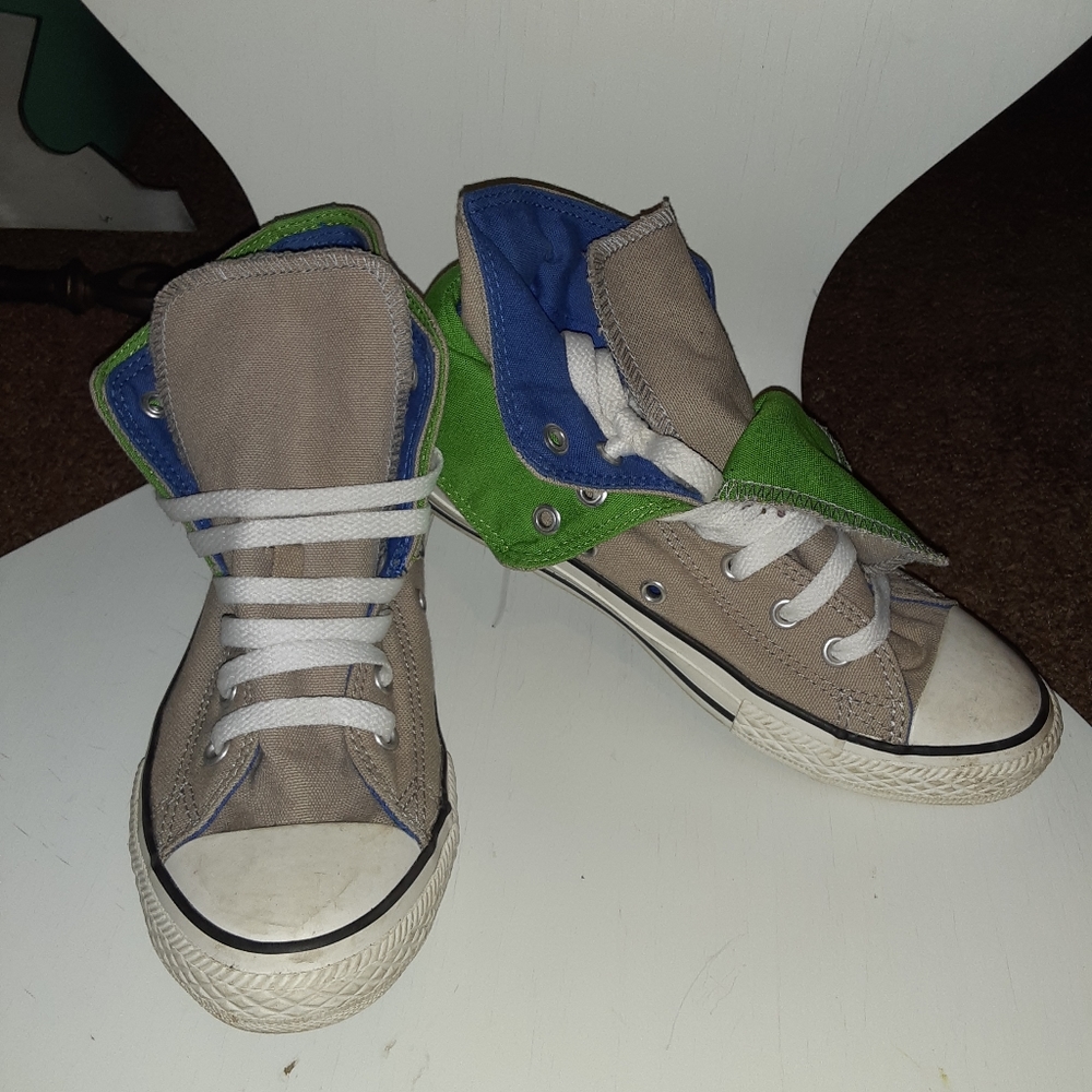 Kids sz 3 Gray Blue and Green Middy Converse